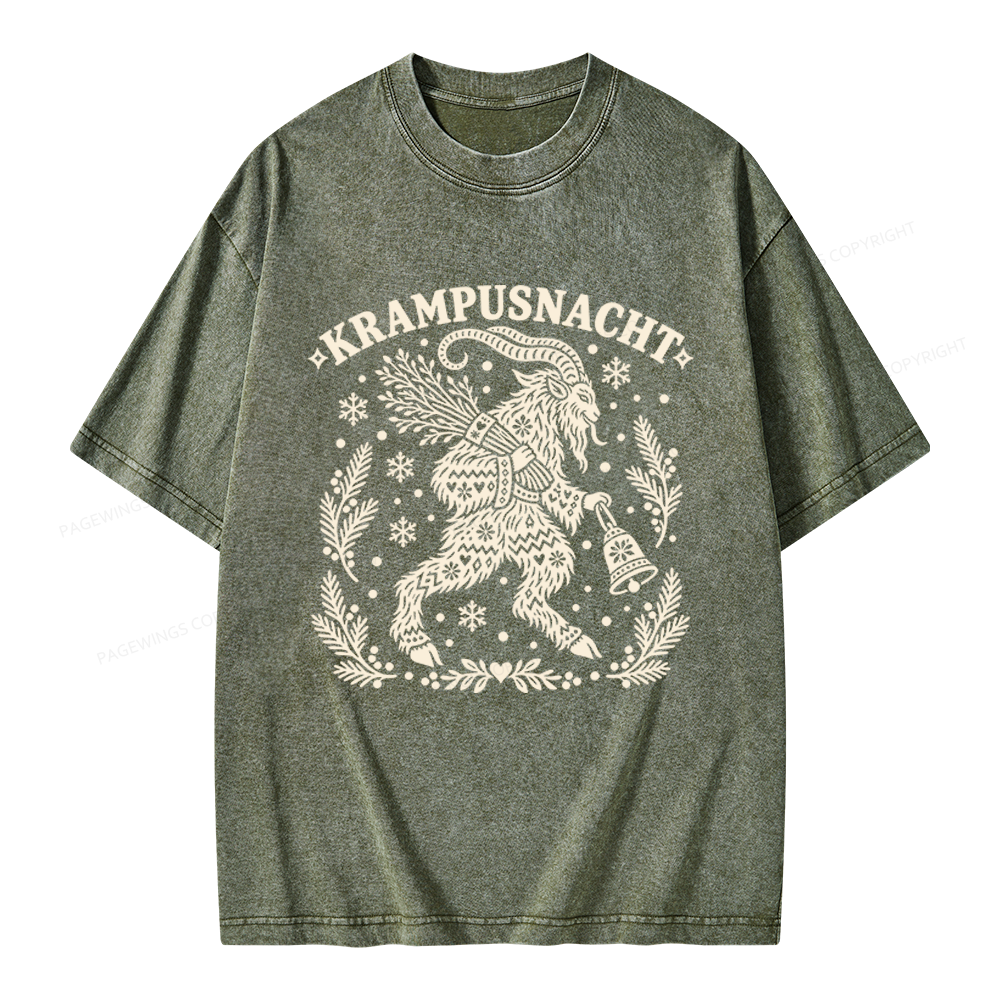 Pagewings Christmas Folk Art Unisex Washed T-shirt