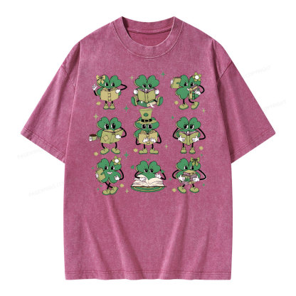 Pagewings St Patrick Book Lover Unisex Washed T-shirt