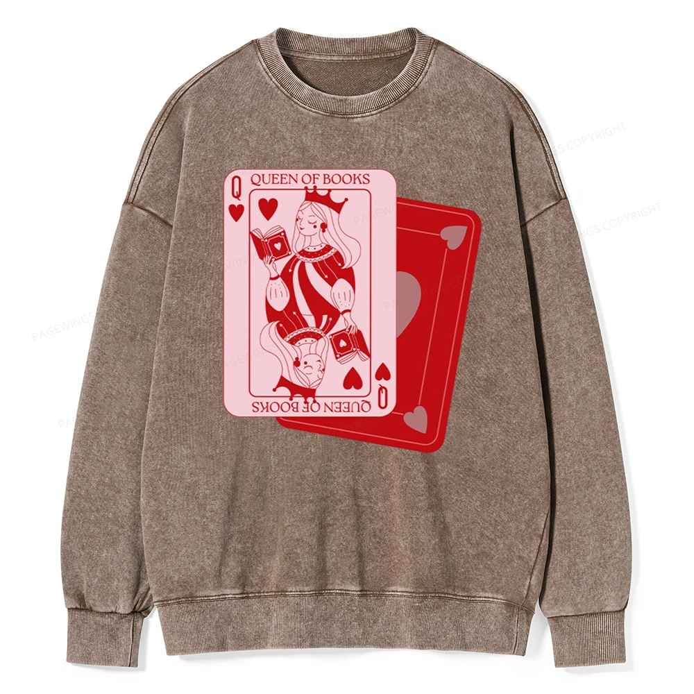 Pagewing Queen of Books Unisex Washed Sweatshirt