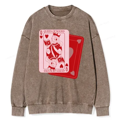 Pagewing Queen of Books Unisex Washed Sweatshirt
