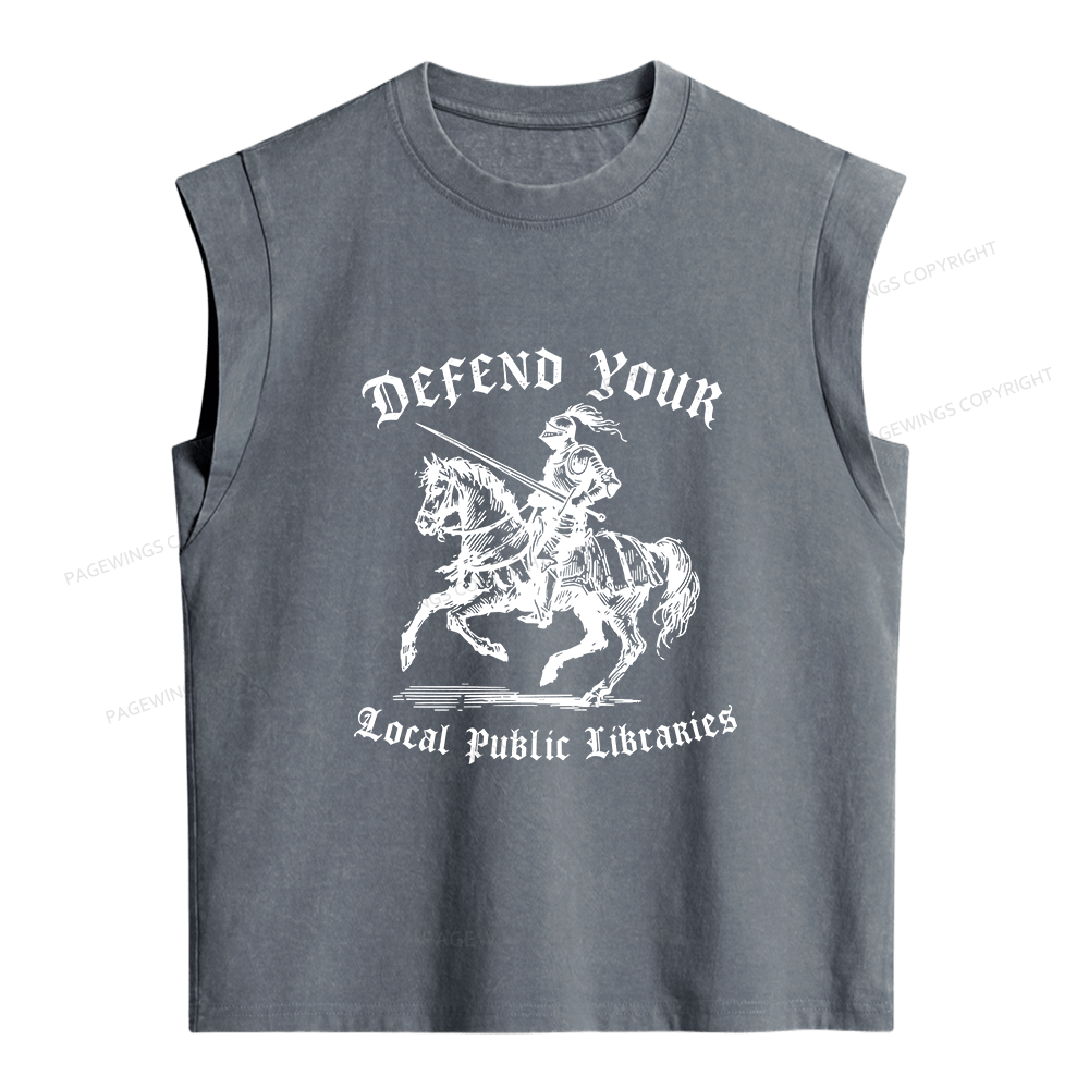 Pagewings Defend Your Local Public Libraries Women's Washed Tank Top