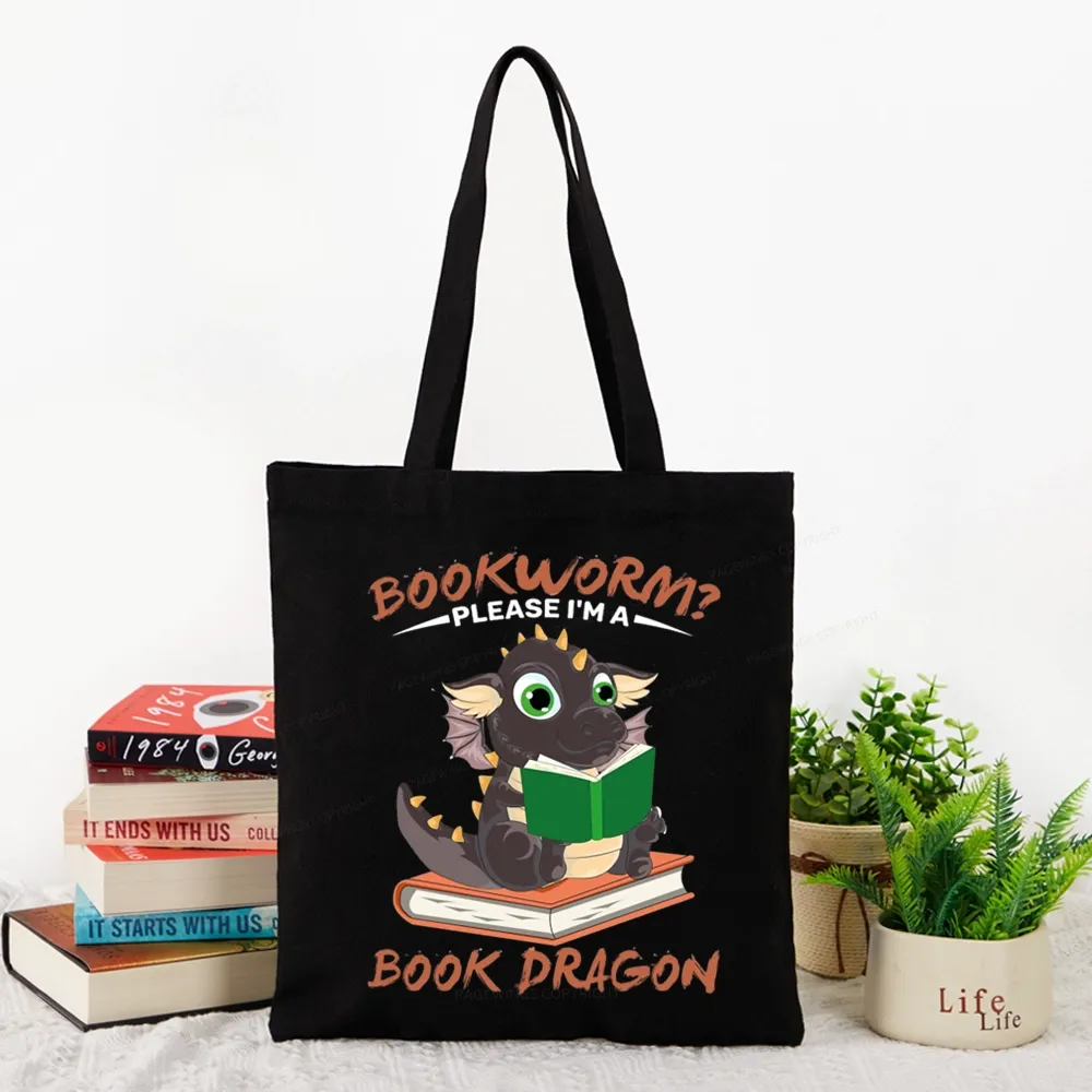 Pagewings Book Dragon Tote Bag