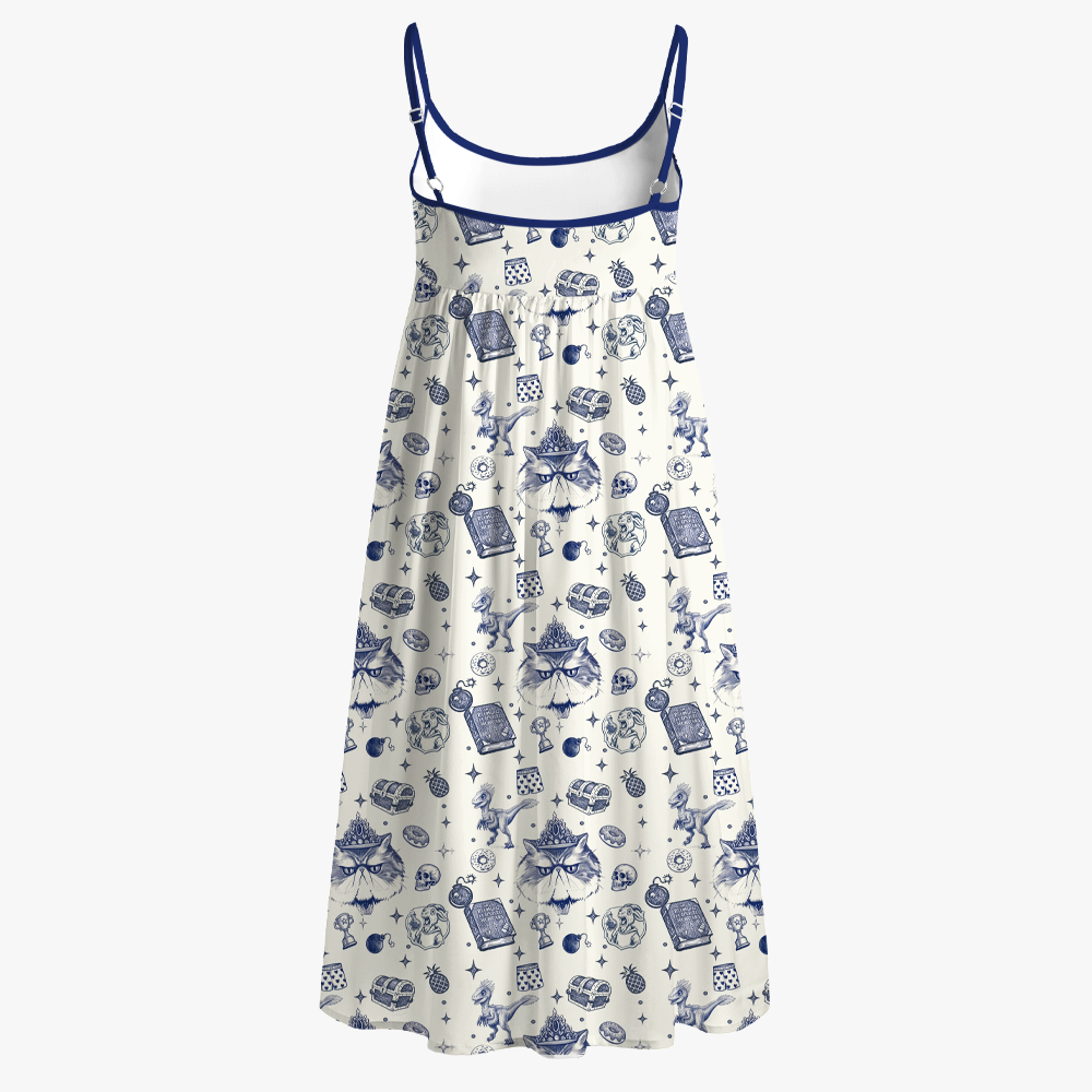 Pagewings Sci-Fi Book Lover  Printed Spaghetti Strap Midi Sundress
