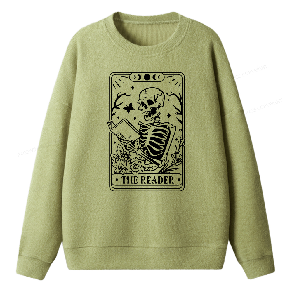 Pagewings Halloween The Reader Tarot Card Unisex Knit Sweatshirt