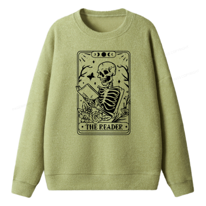 Pagewings Halloween The Reader Tarot Card Unisex Knit Sweatshirt