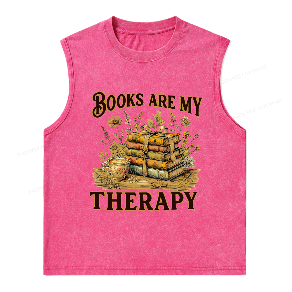 Pagewings Books Are My Therapy Unisex Washed Tank Top