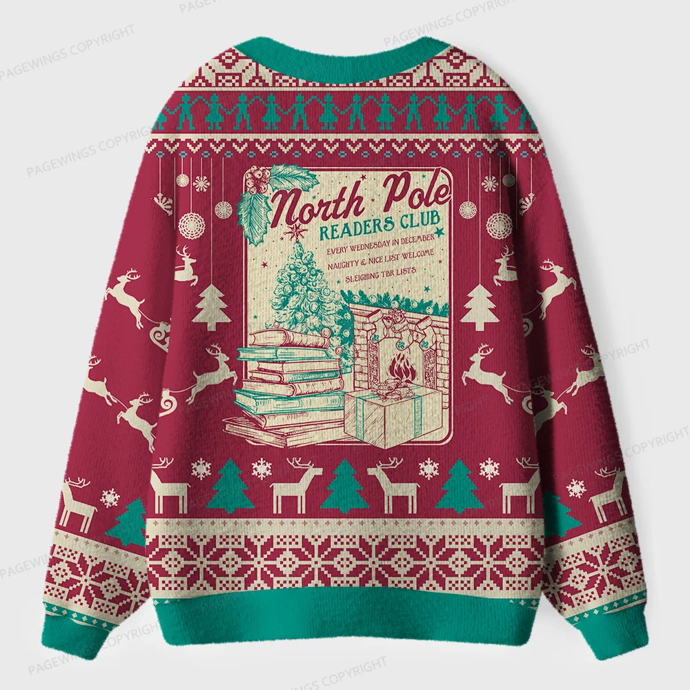 Pagewings Christmas Cozy Reading Unisex Ugly Cardigan Sweaters