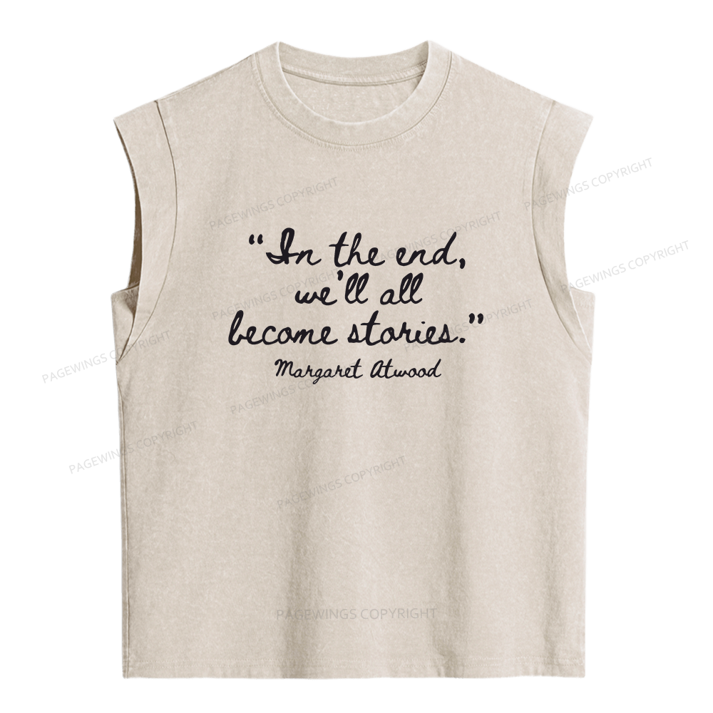 Pagewings We'll All Become Stories Women's Washed Tank Top