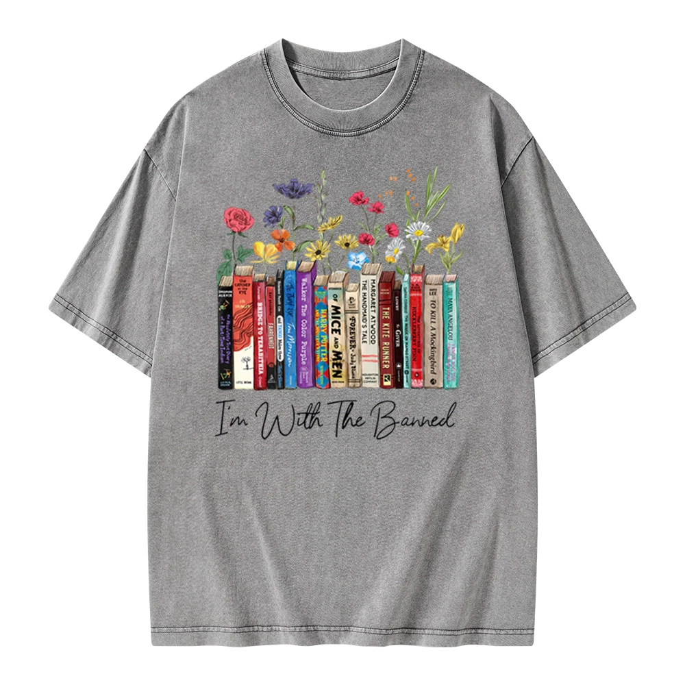 Pagewings I'm With The Banned Flowers Unisex Washed T-shirt
