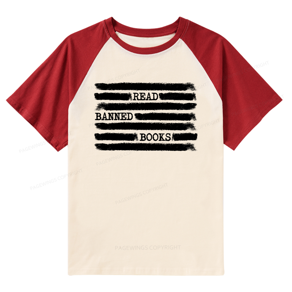 Pagewings Read Banned Books Bookworm Librarian Lovers Raglan T-shirt