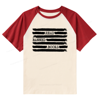 Pagewings Read Banned Books Bookworm Librarian Lovers Raglan T-shirt