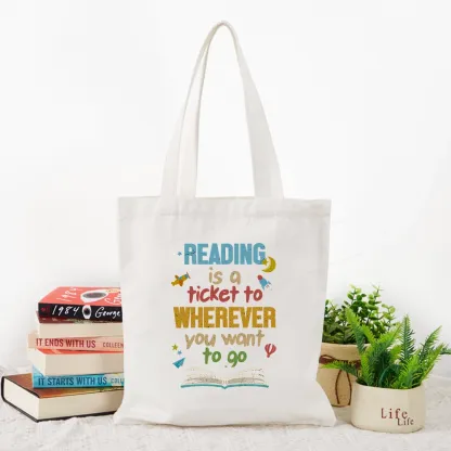 Pagewings Reading Is A Ticket Tote Bag