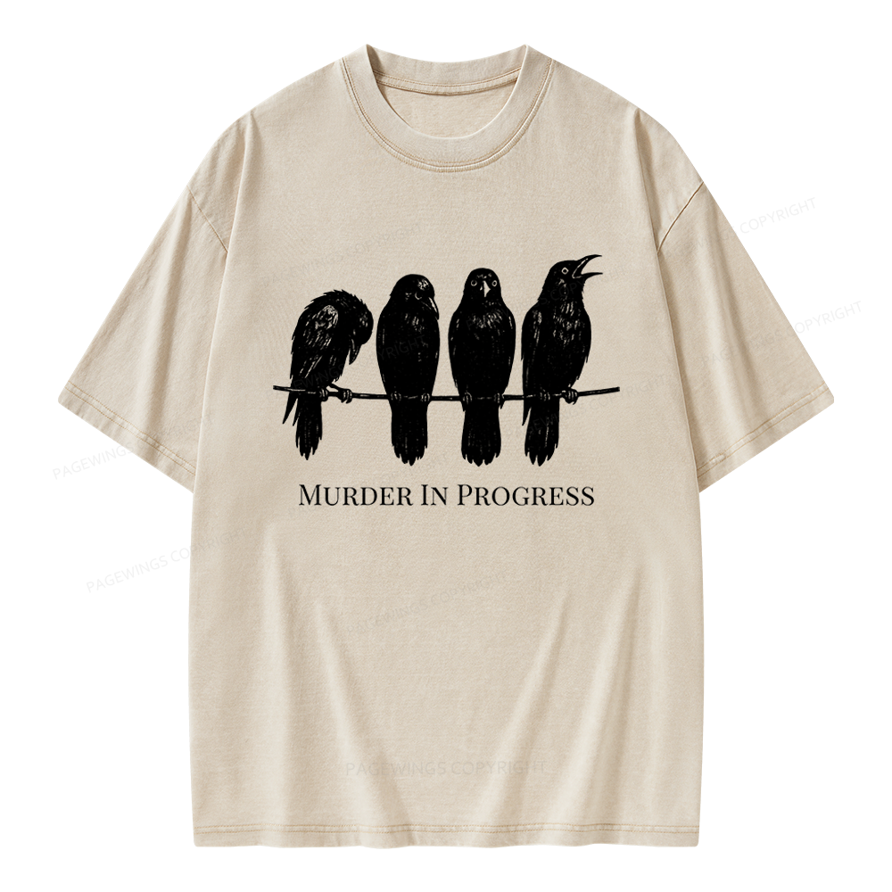 Pagewings Murder In Progress Unisex Washed T-shirt