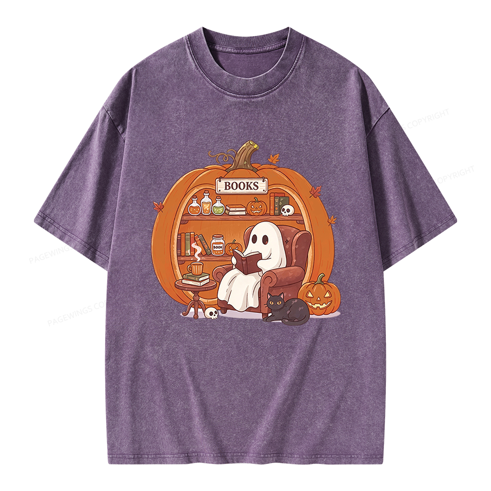 Pagewings Reading Ghost Unisex Washed T-shirt