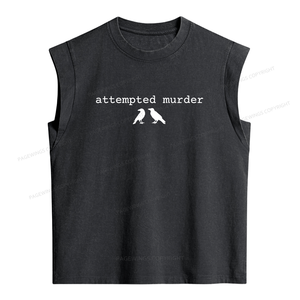 Pagewings Attempted Murder Crow Women's Washed Tank Top