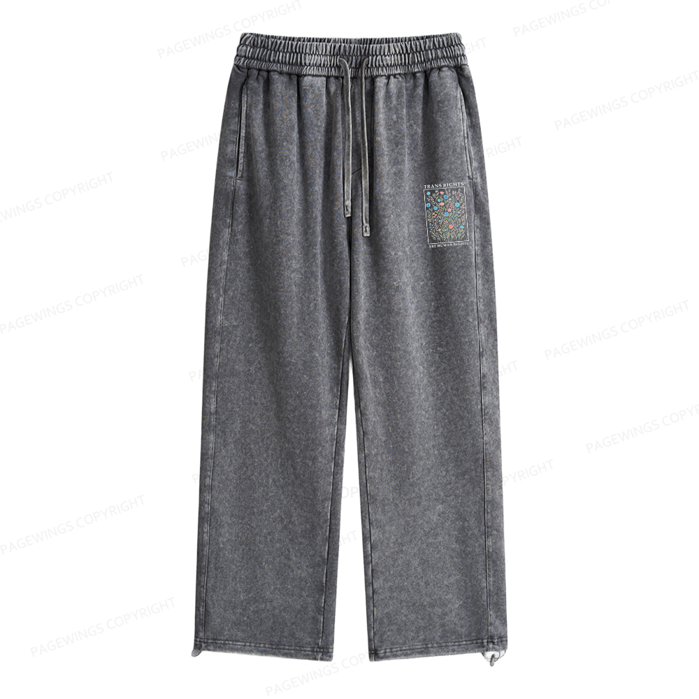 Pagewings Trans Rights Are Human Rights Unisex Washed Sweatpants