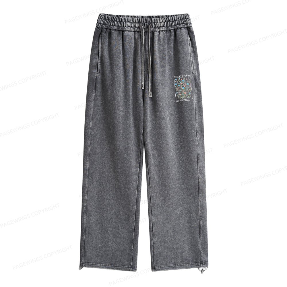 Pagewings Trans Rights Are Human Rights Unisex Washed Sweatpants