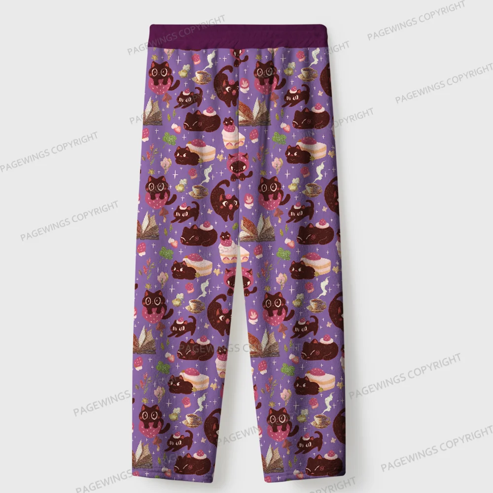 Pagewings Just A Cat Who Love Reading Unisex Flannel Pajama Set