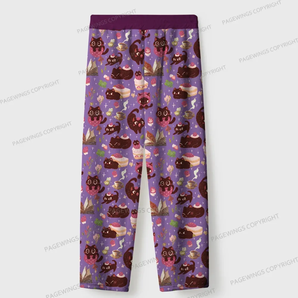 Pagewings Just A Cat Who Love Reading Unisex Flannel Pajama Set