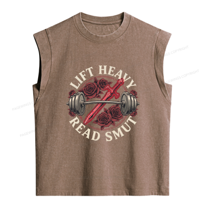 Pagewings Lift Heavy Read Smut Women's Washed Tank Top