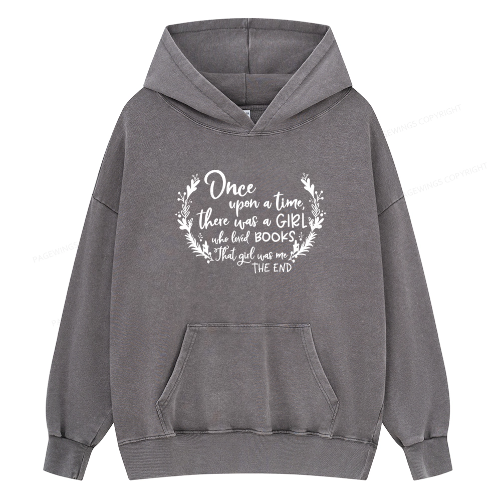 Pagewings There Was A Girl Who Loved Books Unisex Washed Hoodie