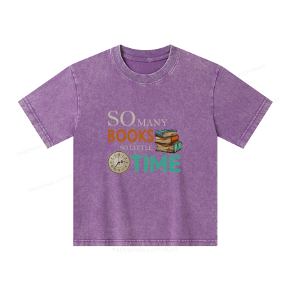 Pagewings So Many Books So Little Time Book Unisex Kids Washed T-shirt