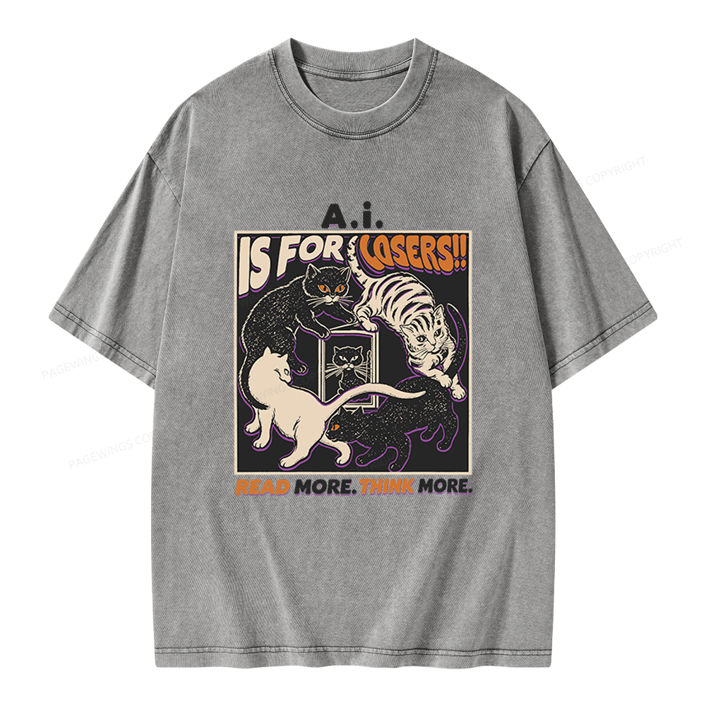 Pagewings Read More Think More Unisex Washed T-shirt
