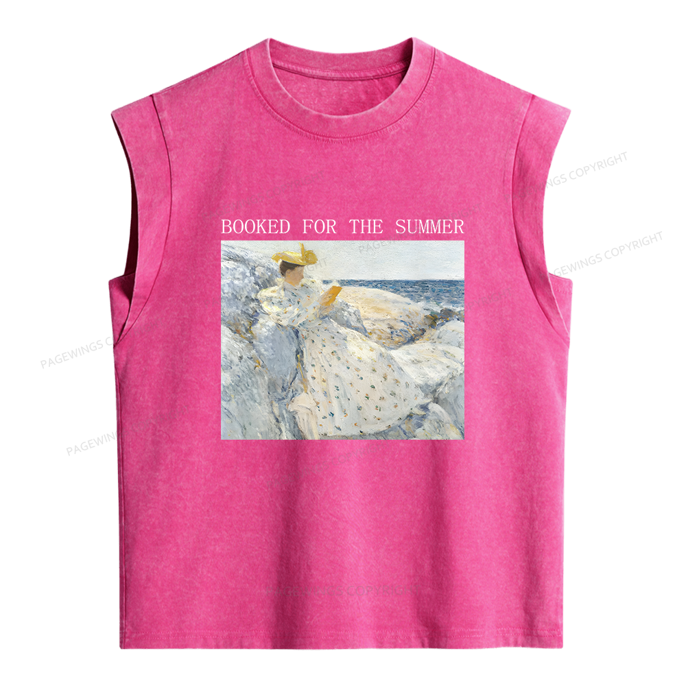 Pagewings Booked For The Summer Women's Washed Tank Top