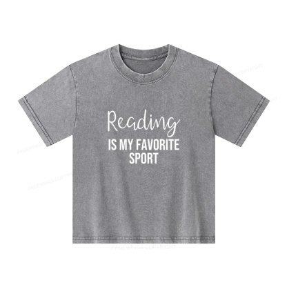 Pagewings Reading is My Favourite Sport Unisex Kids Washed T-shirt