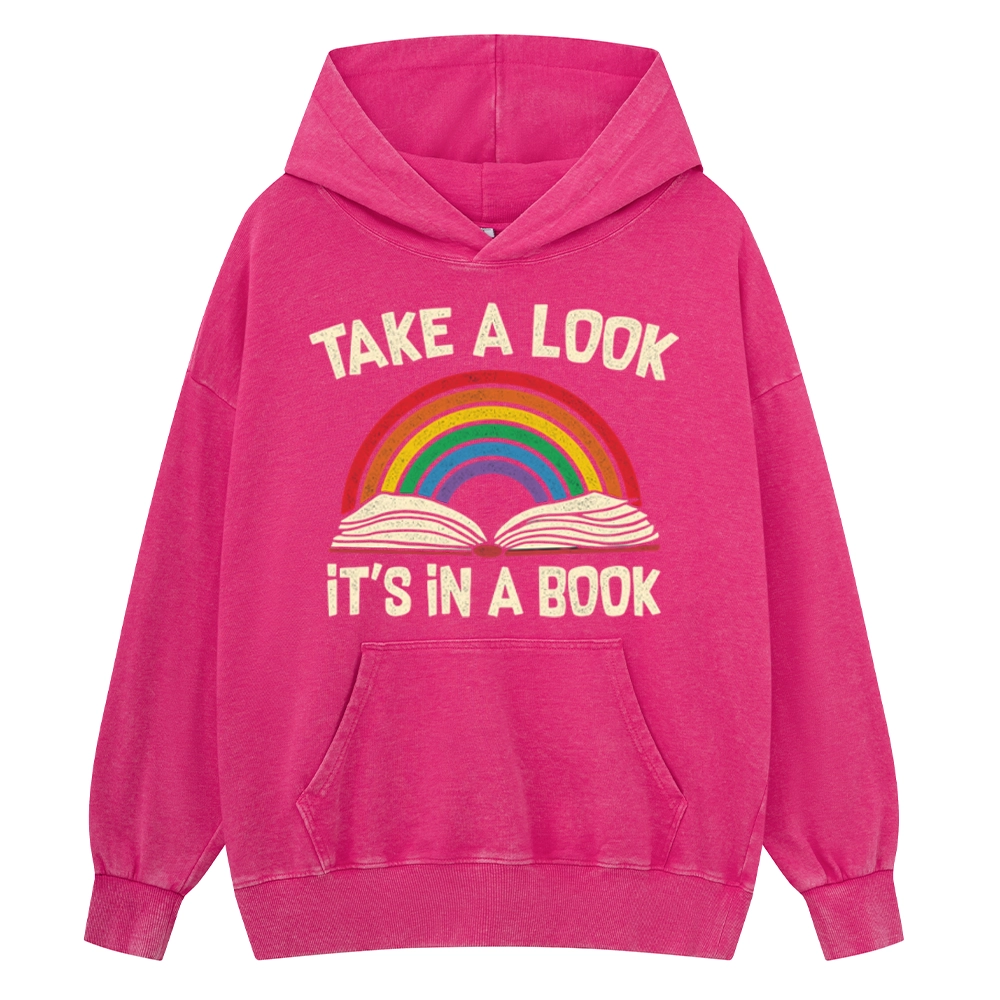 Pagewings Take A Look It's In A Book Unisex Washed Hoodie