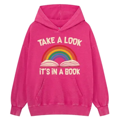 Pagewings Take A Look It's In A Book Unisex Washed Hoodie