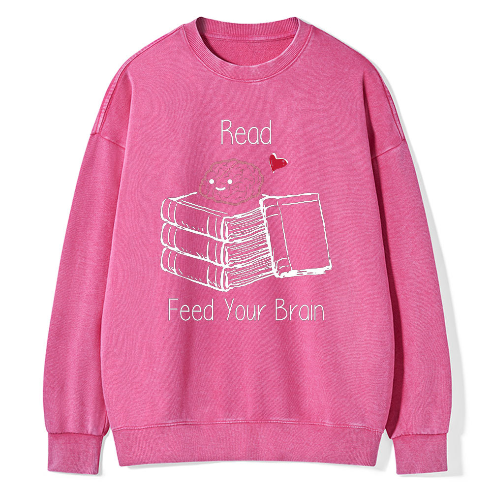 Pagewings Read Feed Your Brain Unisex Washed Sweatshirt