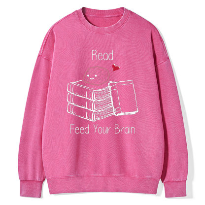 Pagewings Read Feed Your Brain Unisex Washed Sweatshirt