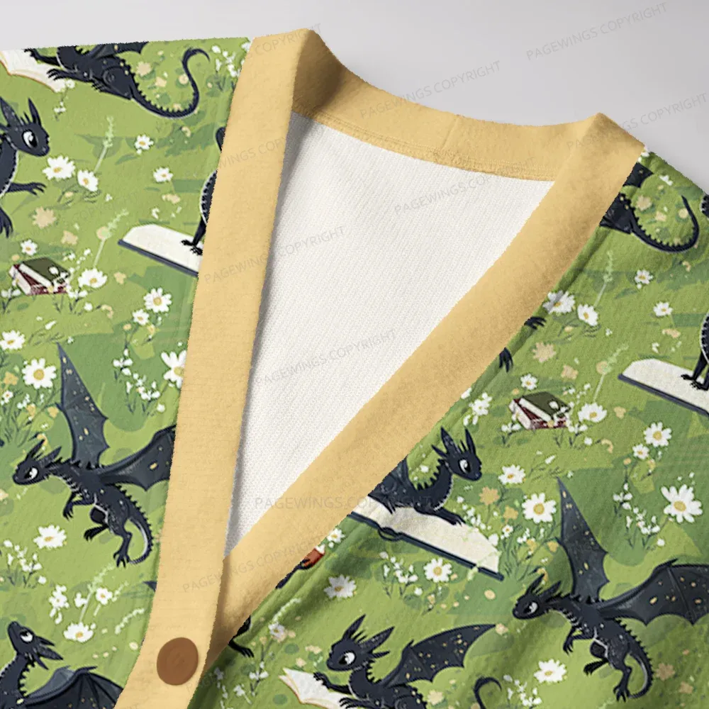 Pagewings Book Dragon  Unisex Ugly Cardigan Sweaters