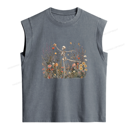 Pagewings Skeleton Reading Women's Washed Tank Top