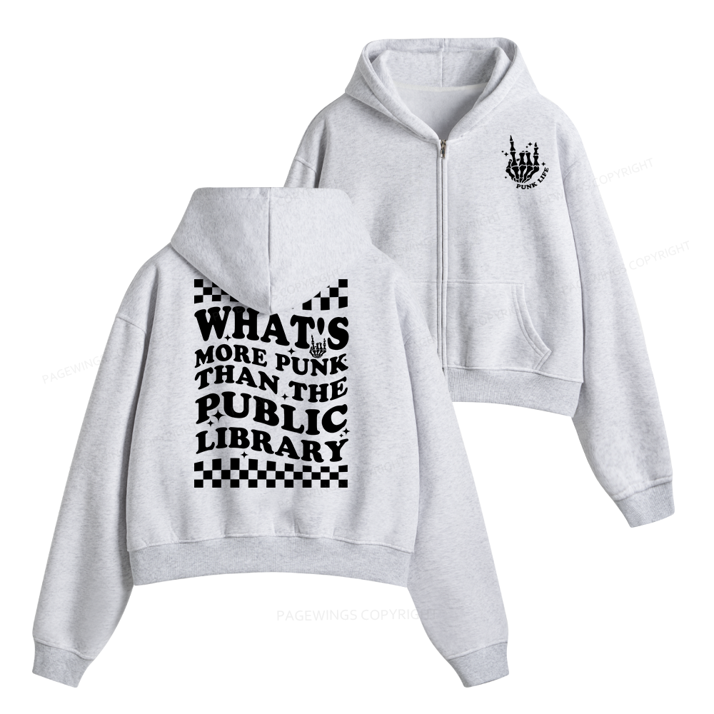 Pagewings Punk The Public Library Fleece Zip-Up Hoodie