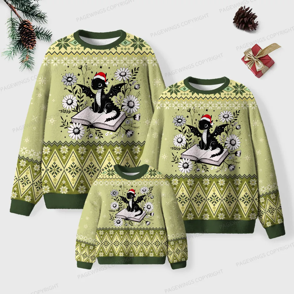 Pagewings  Cat Reading A Book Unisex Ugly Knit Sweatshirt