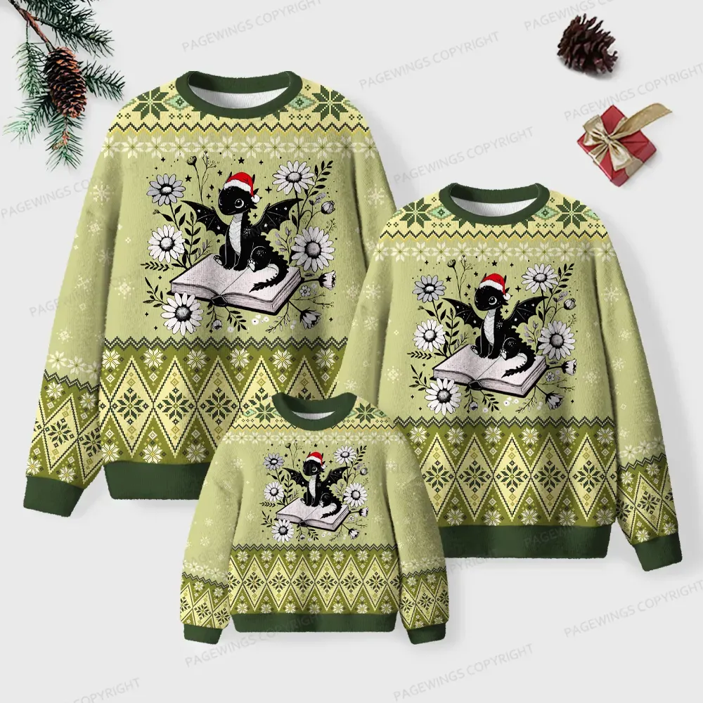 Pagewings  Cat Reading A Book Unisex Ugly Knit Sweatshirt