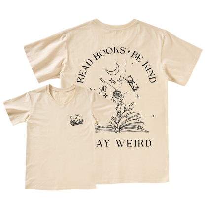 Pagewings Comfort Colors Read Books Be Kind Stay Weird V-neck T-shirt