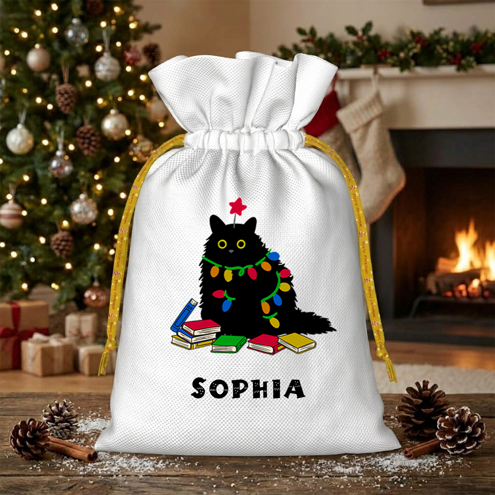 Pagewings Personalized Cat Christmas Christmas Santa Sack
