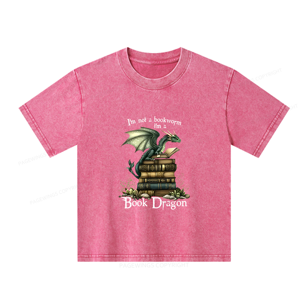 Pagewings Book Dragon Unisex Kids Washed T-shirt
