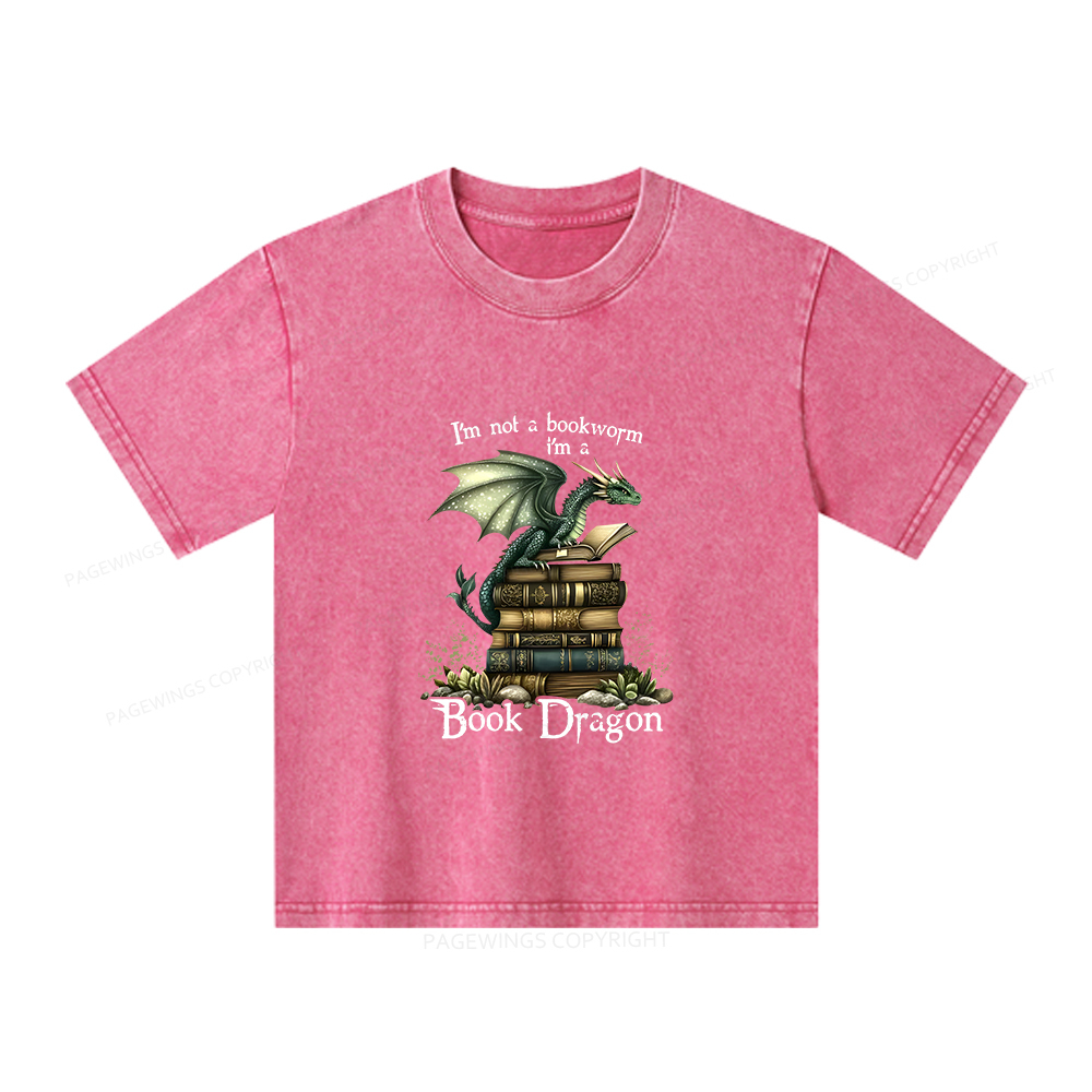 Pagewings Book Dragon Unisex Kids Washed T-shirt