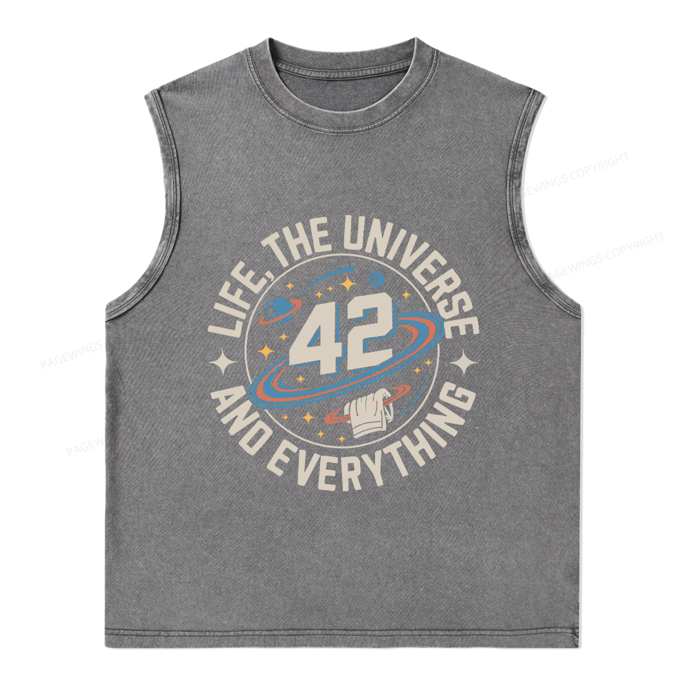 Pagewings Life The Universe And Everything Unisex Washed Tank Top