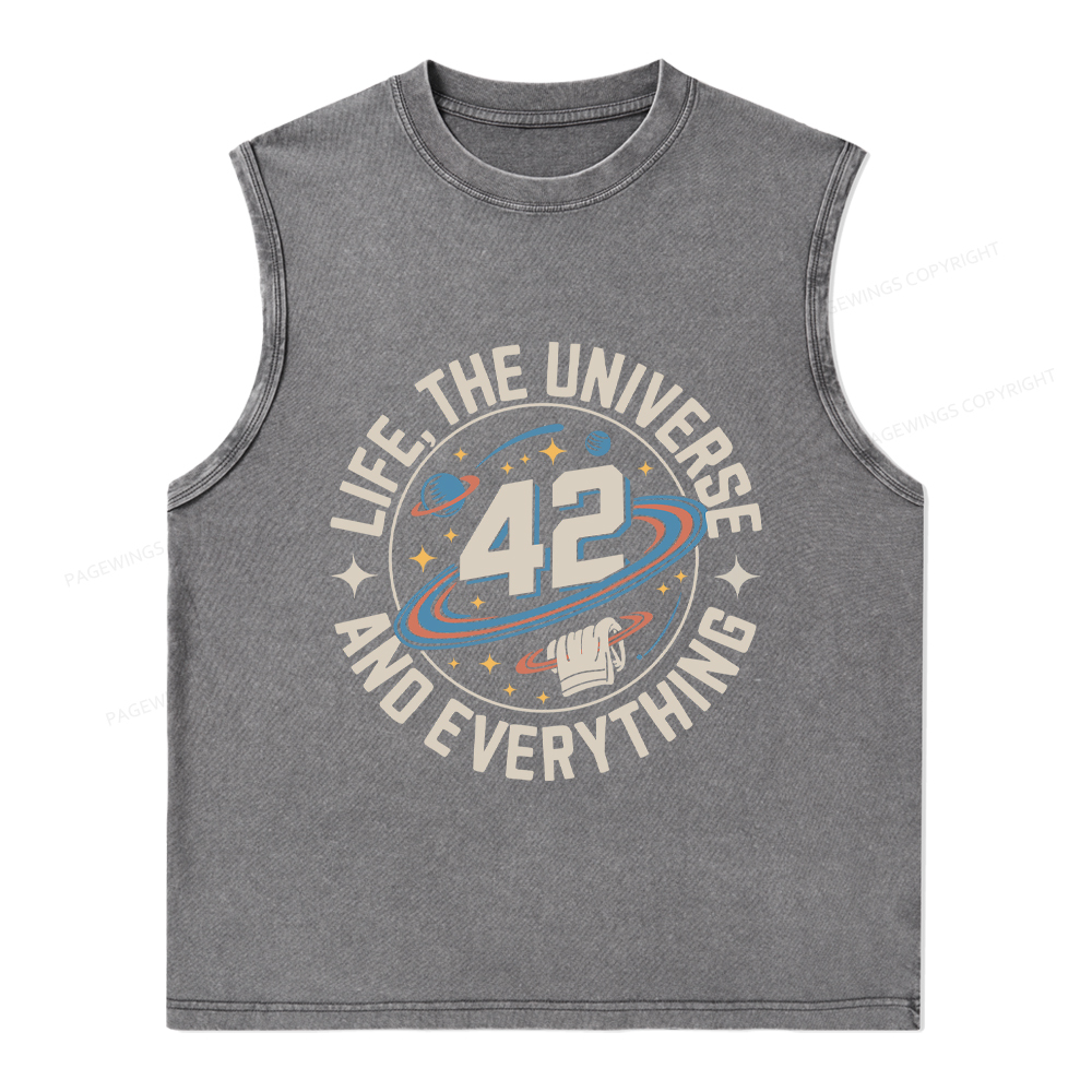 Pagewings Life The Universe And Everything Unisex Washed Tank Top