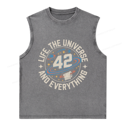Pagewings Life The Universe And Everything Unisex Washed Tank Top