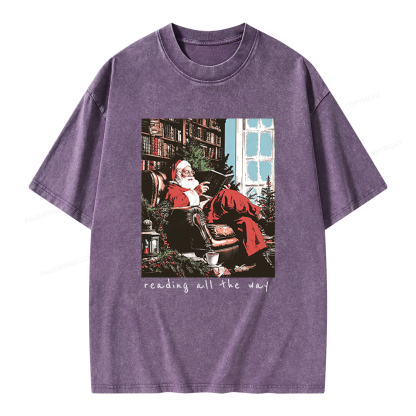 Pagewings Bookish Christmas Unisex Washed T-shirt