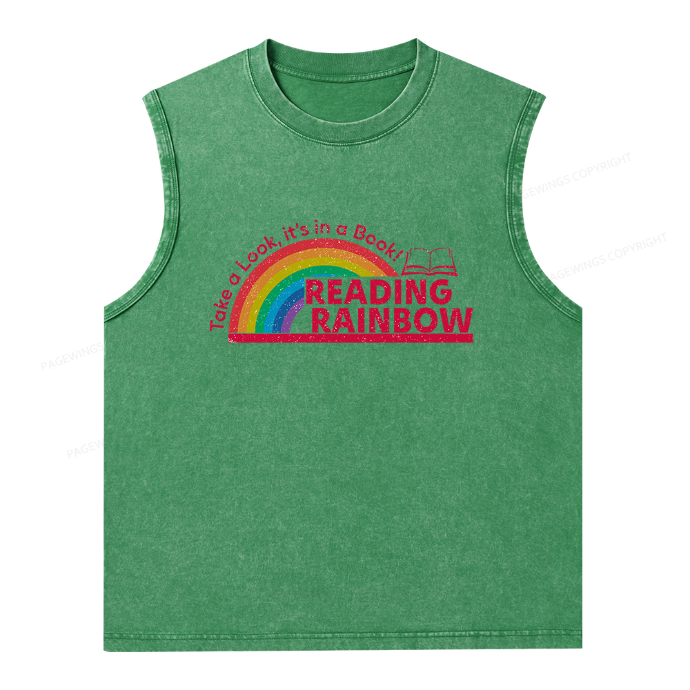 Pagewings Reading Rainbow Unisex Washed Tank Top