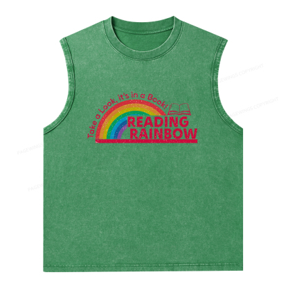 Pagewings Reading Rainbow Unisex Washed Tank Top