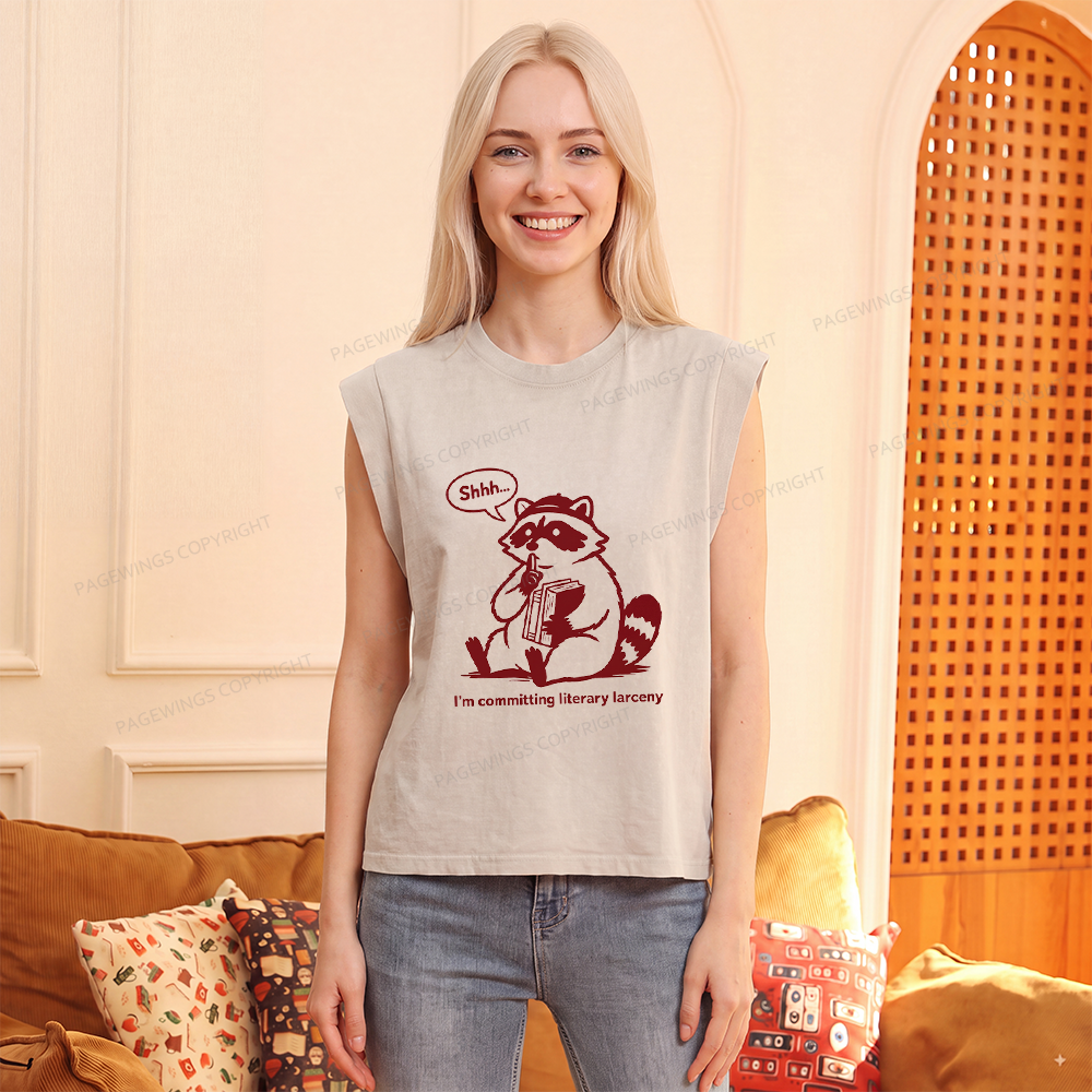 Pagewings I’m Committing Literary Larcen Women's Washed Tank Top