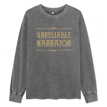 Pagewings Unreliable Narrator Unisex Washed Long Sleeve T-shirt